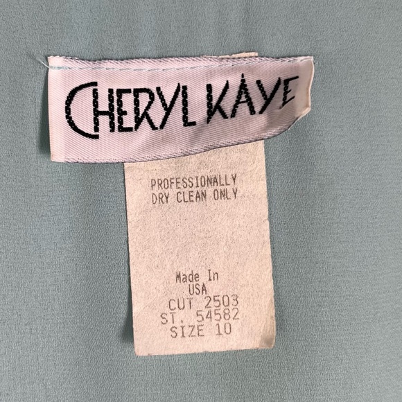 Vintage 70 80s Cheryl Kaye Sea Green Lace Asymmetric Cascading Ruffle Wrap Dress - Picture 7 of 16